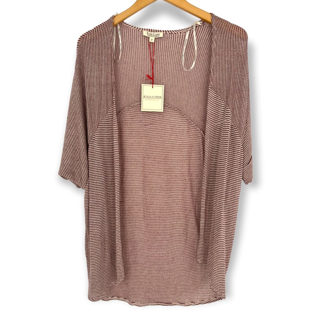 Rolla Coster | NWT | S | Red + White Striped Rayon Blend Open Front Cardigan